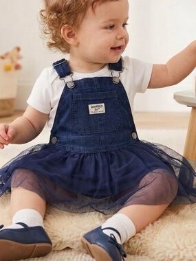 OshKosh B'gosh Baby Tulle and Denim Jumper Dress 18m